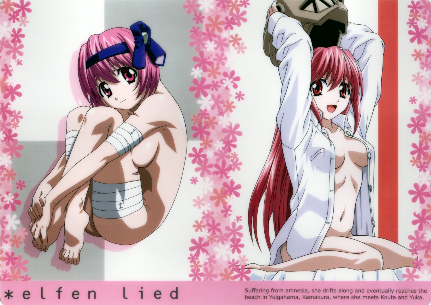 Kishimoto Seiji Elfen Lied Lucy Nana Elfen Lied Bandages Bottomless Dress Shirt Naked No Bra